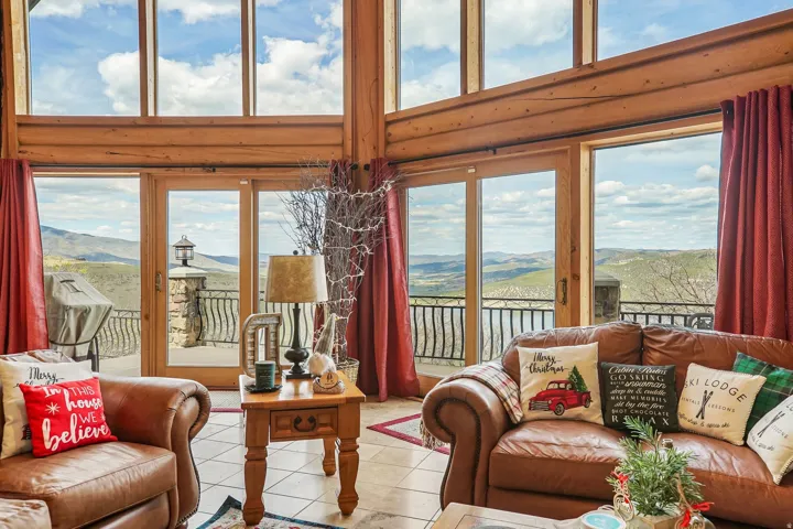 Expansive window walls showcasing mountain scenery