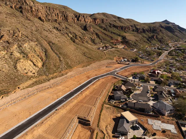 Newly paved roads with concrete curbing