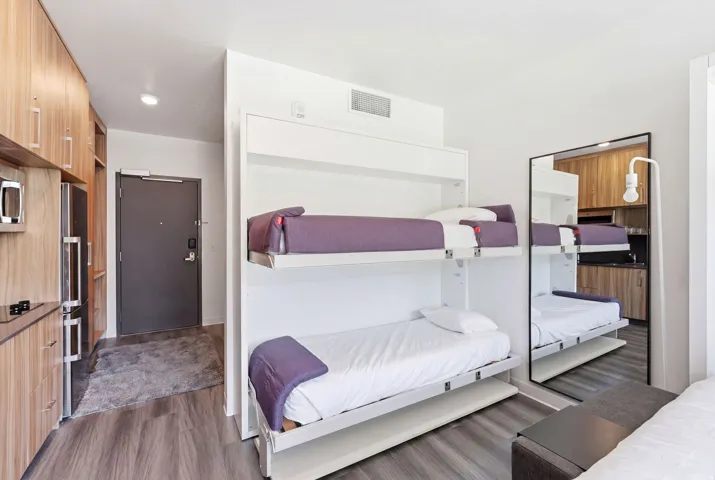 Integrated murphy bunk beds with white frames