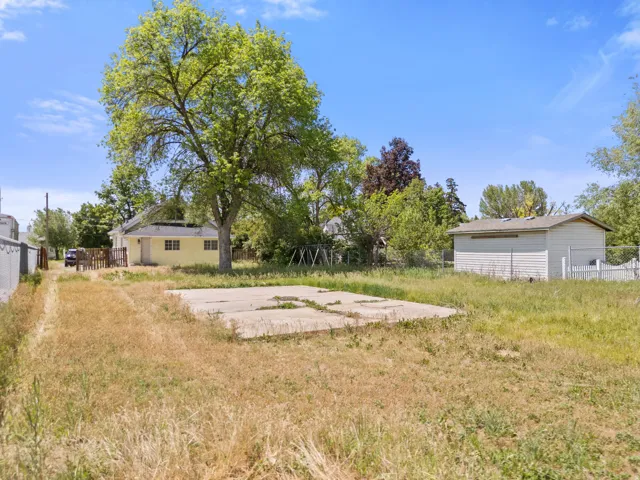 Expansive yard featuring a large concrete pad for another outbuilding our your fire pit and cookouts!
