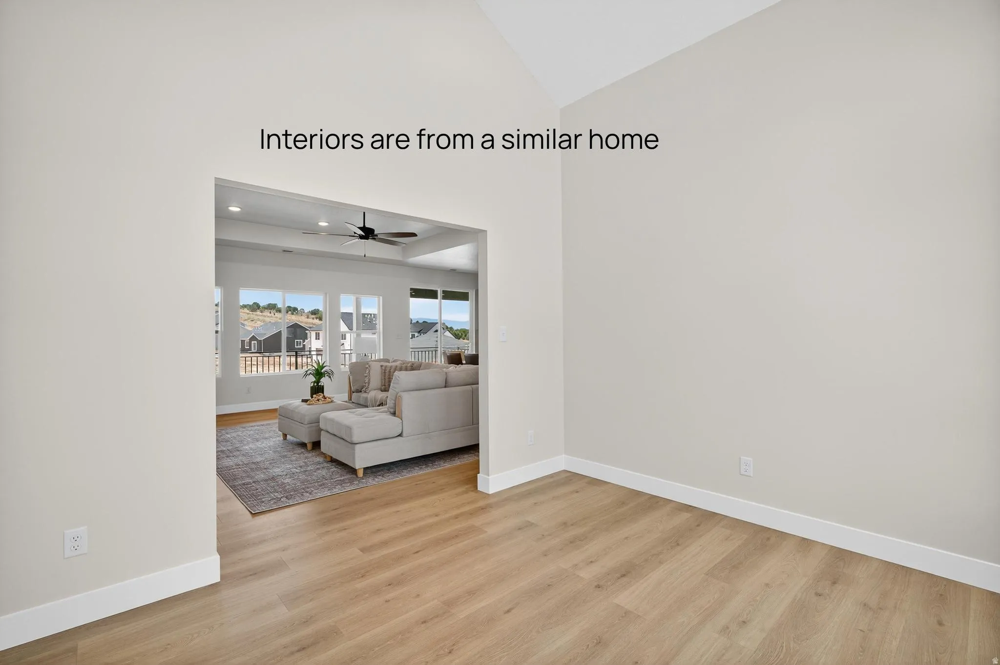 Interiors are from a similar home
