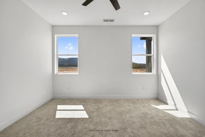 Interiors are from a similar home