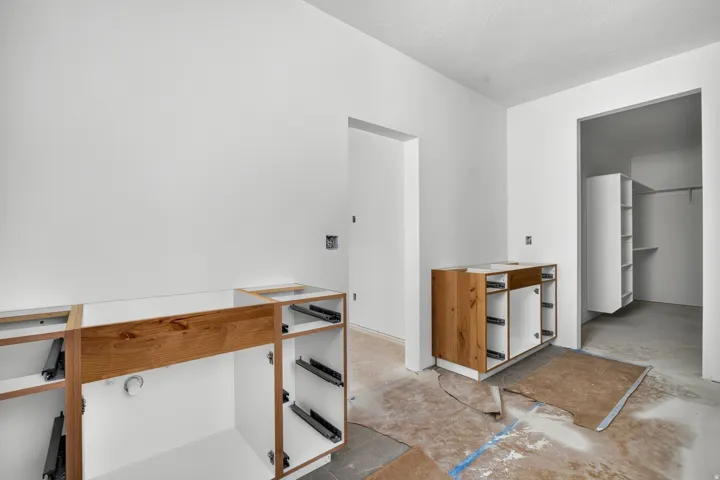 Built-in cabinetry with wood-finish drawer fronts