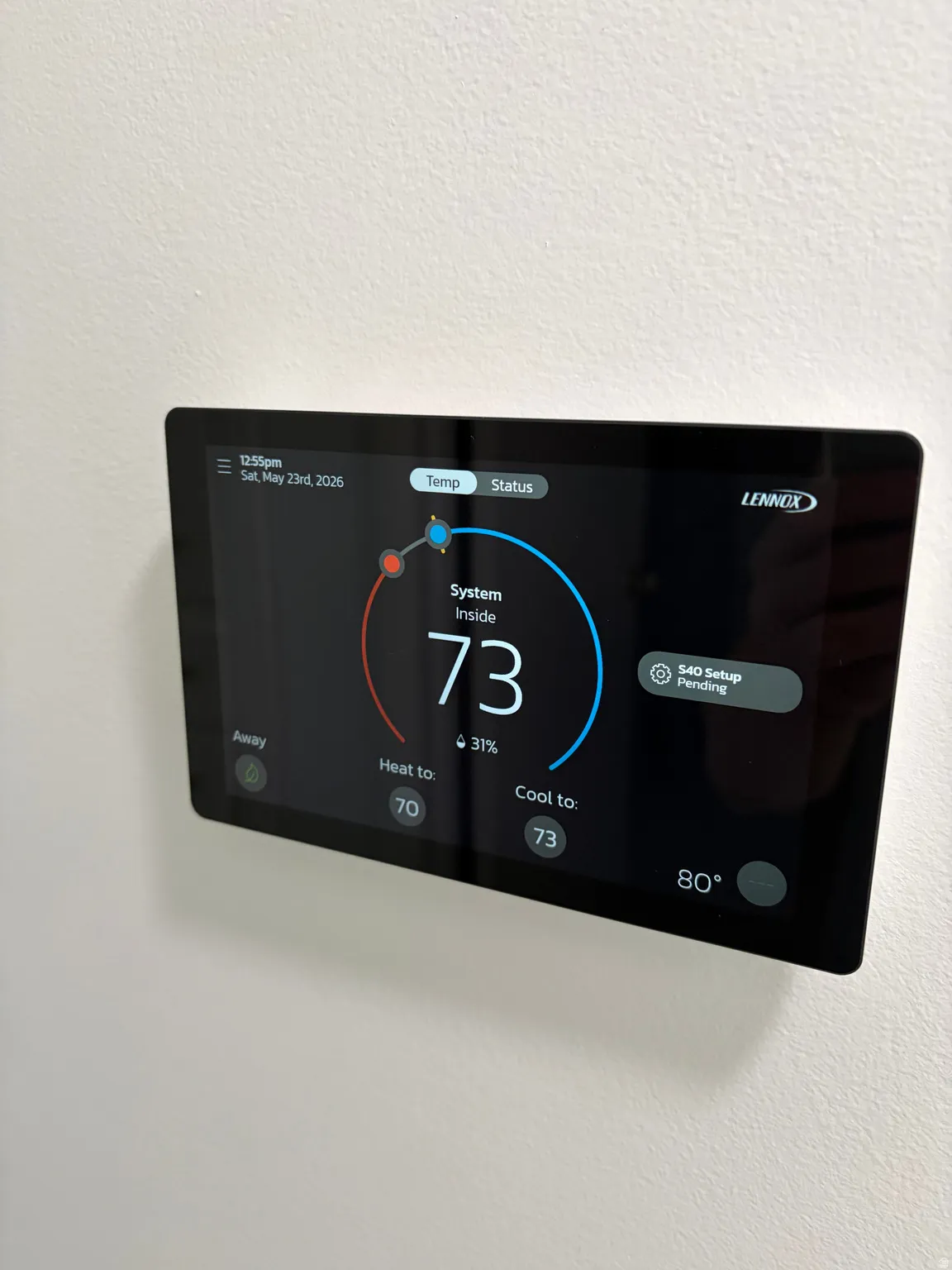 Modern smart thermostat with a digital display