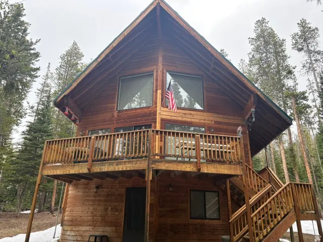 Wood-clad exterior with A-frame architectural style