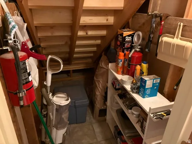 Storage area under the stairs