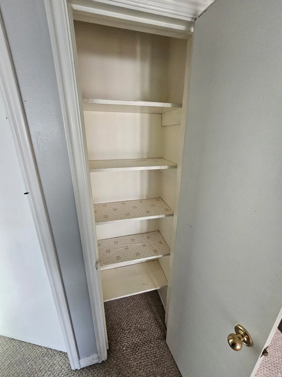 Built-in shelving unit with multiple shelves