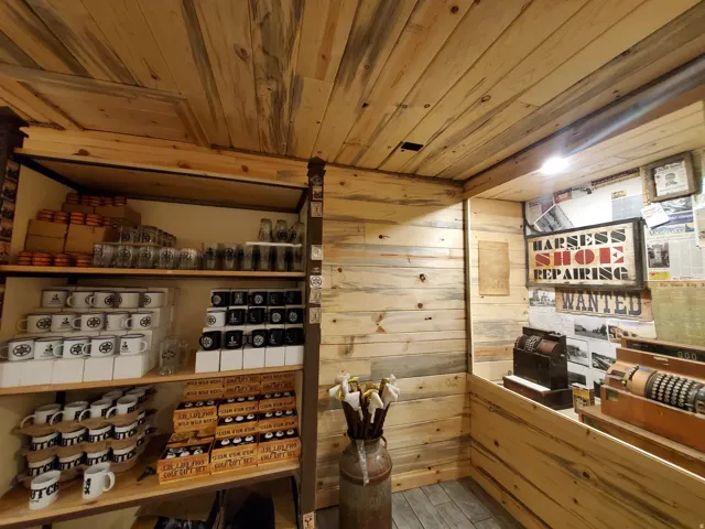 Wood-paneled interior walls and ceiling