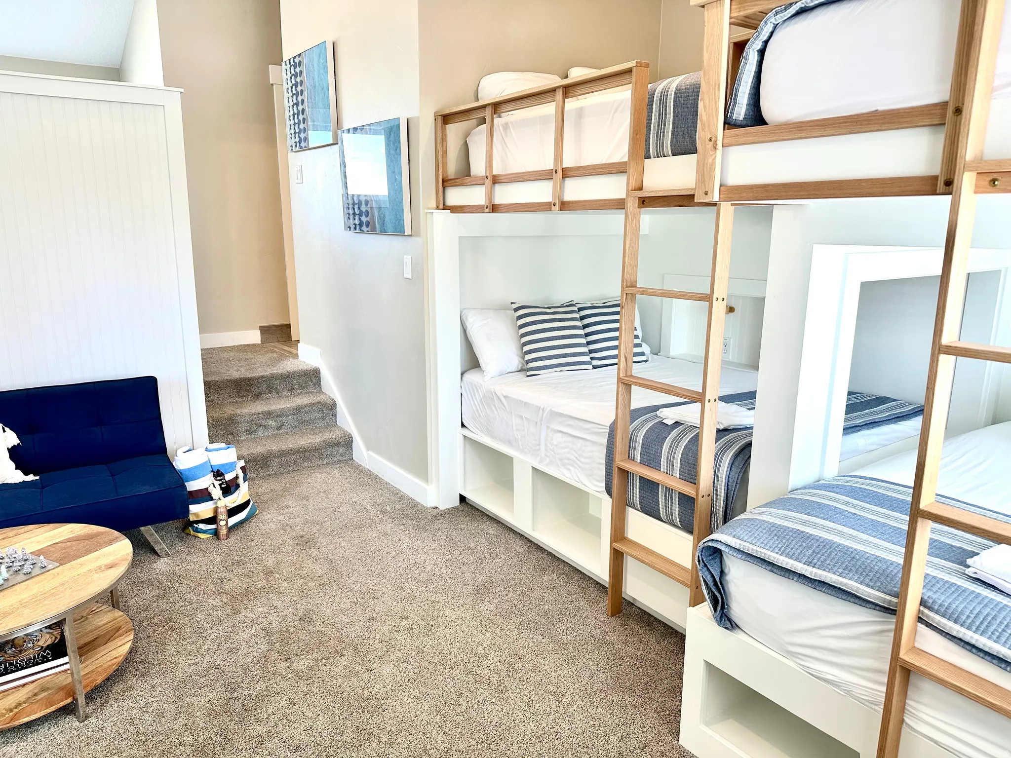 Custom built-in bunk beds with integrated storage