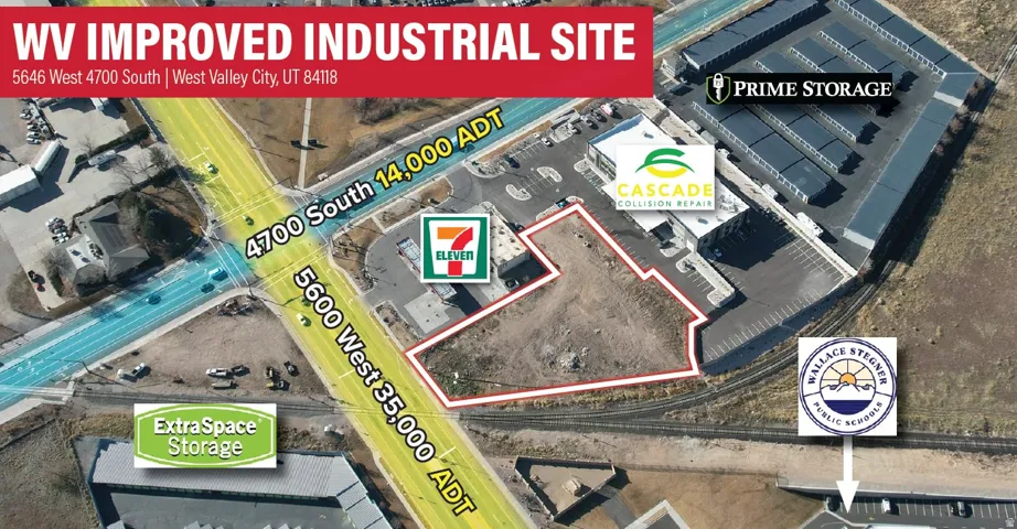 Aerial Site Plan. Outlining an industrial property and surrounding commercial operations