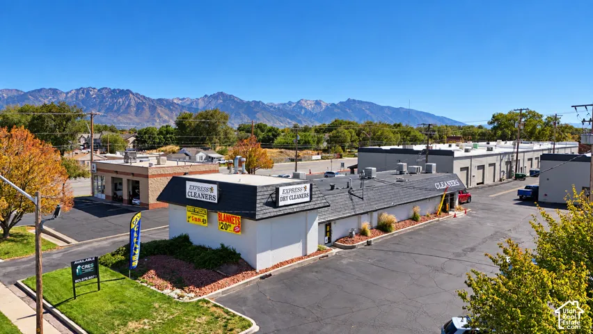 Paved parking lot with multiple spaces
