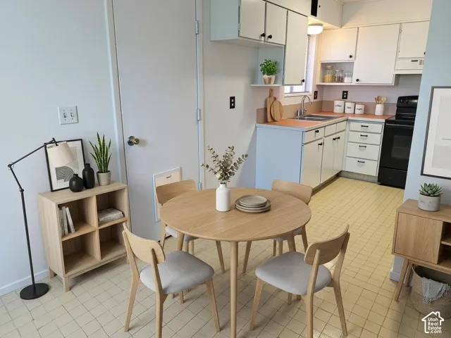 Digitally staged kitchen area