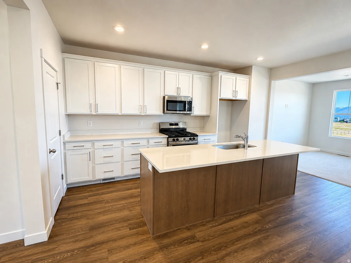 Large kitchen with island and large pantry