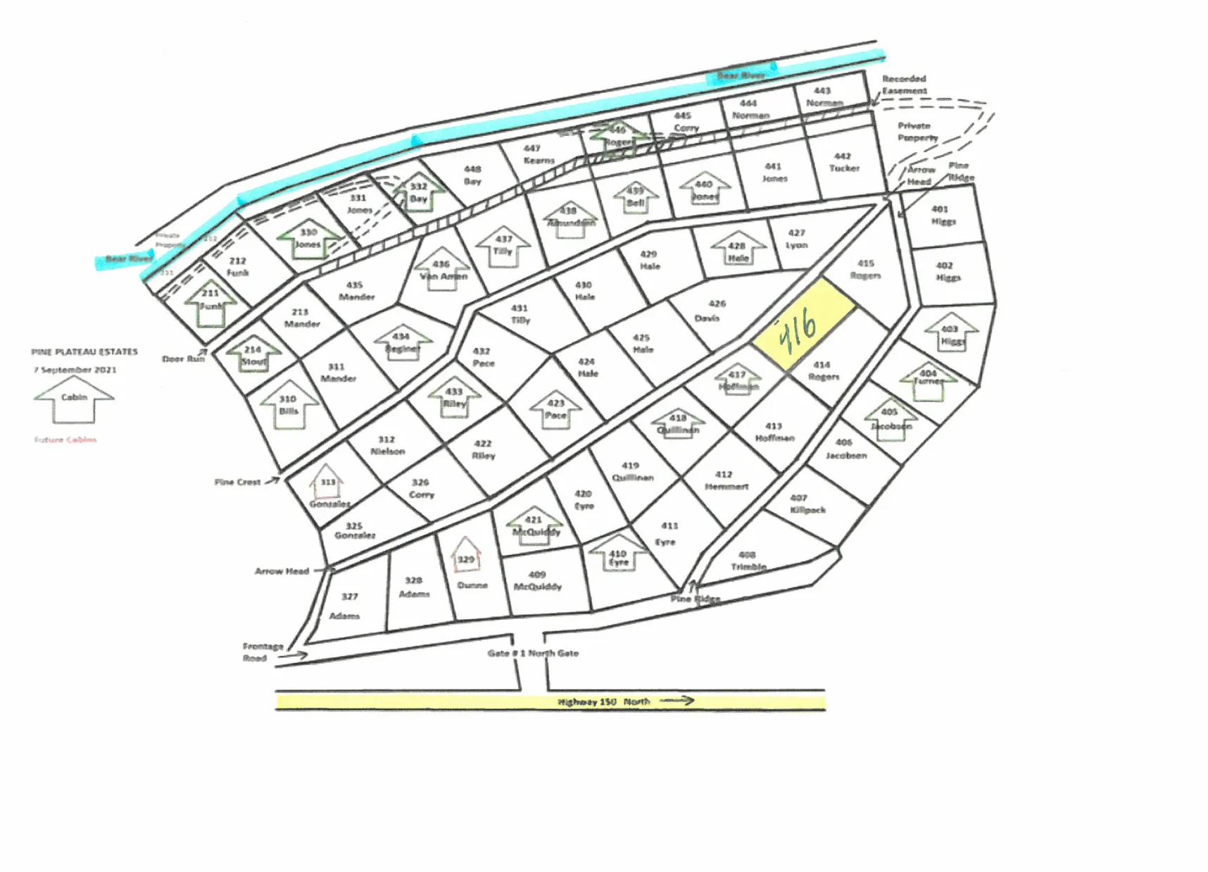 Subdivision Plot Plan. Illustrating property divisions and identifying specific parcels within the development