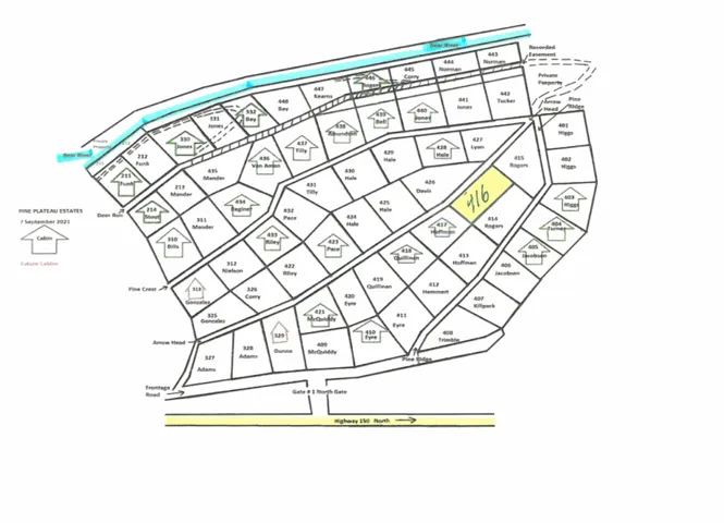 Subdivision Plot Plan. Illustrating property divisions and identifying specific parcels within the development