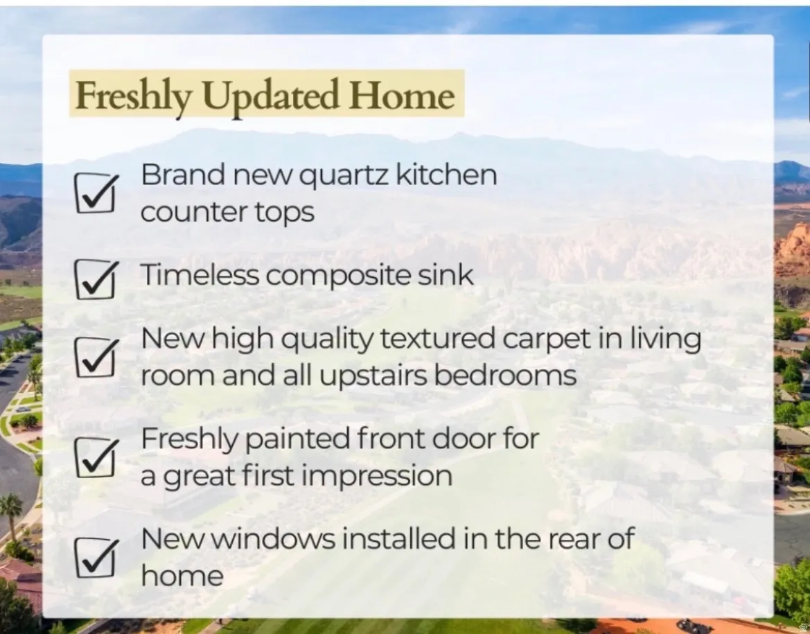 Property Listing Feature List. Itemizing recent property enhancements