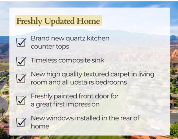 Property Listing Feature List. Itemizing recent property enhancements