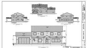 Architectural Elevations. Presenting multiple exterior views of the property with relevant measurements