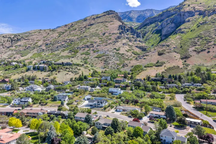 Residential properties nestled into a verdant mountainside setting