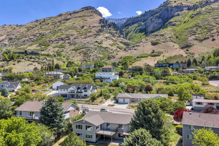 Residential properties nestled into a mountain landscape