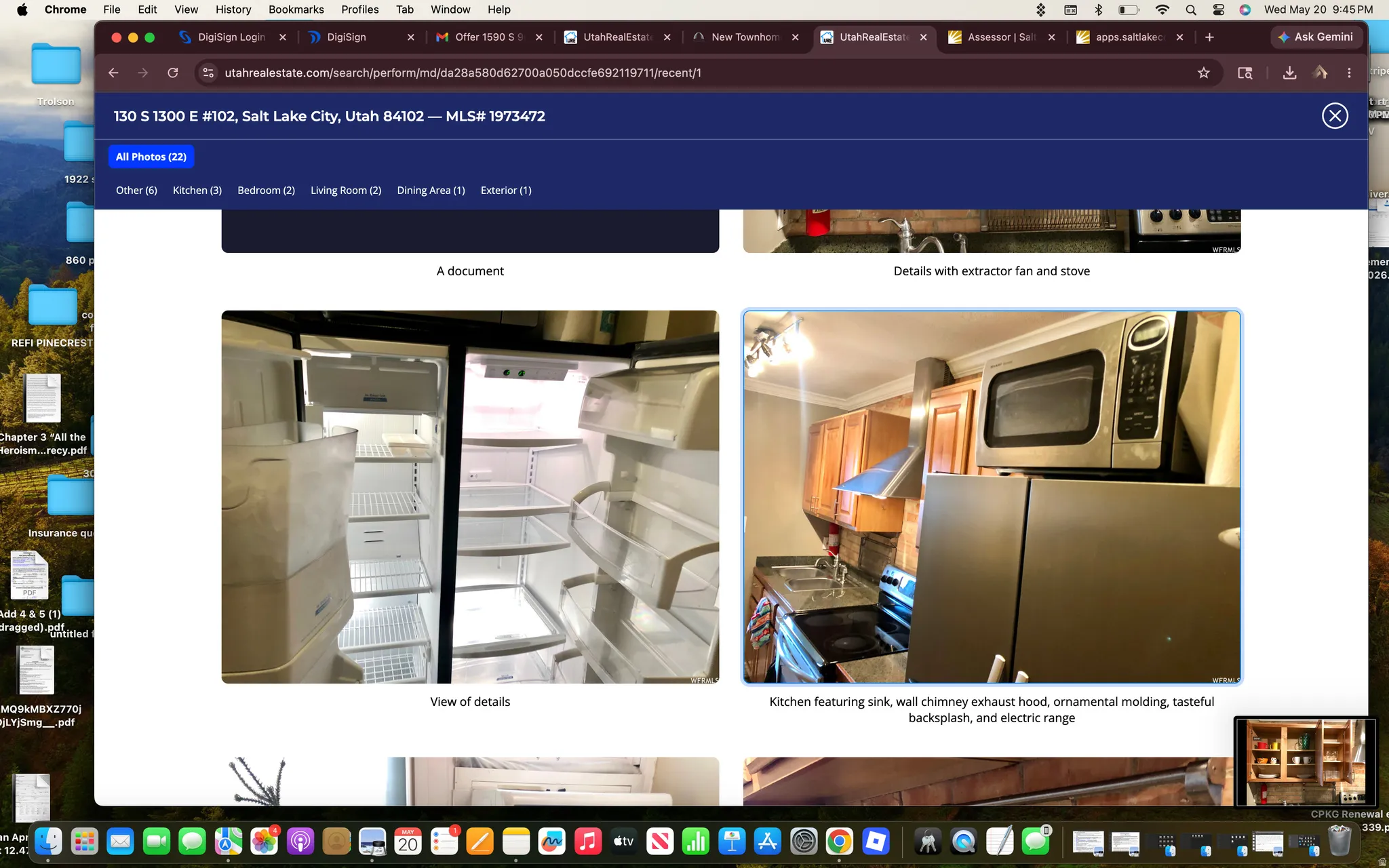 Online Listing, Property Photos. Depicting an empty refrigerator and a kitchen area with appliances