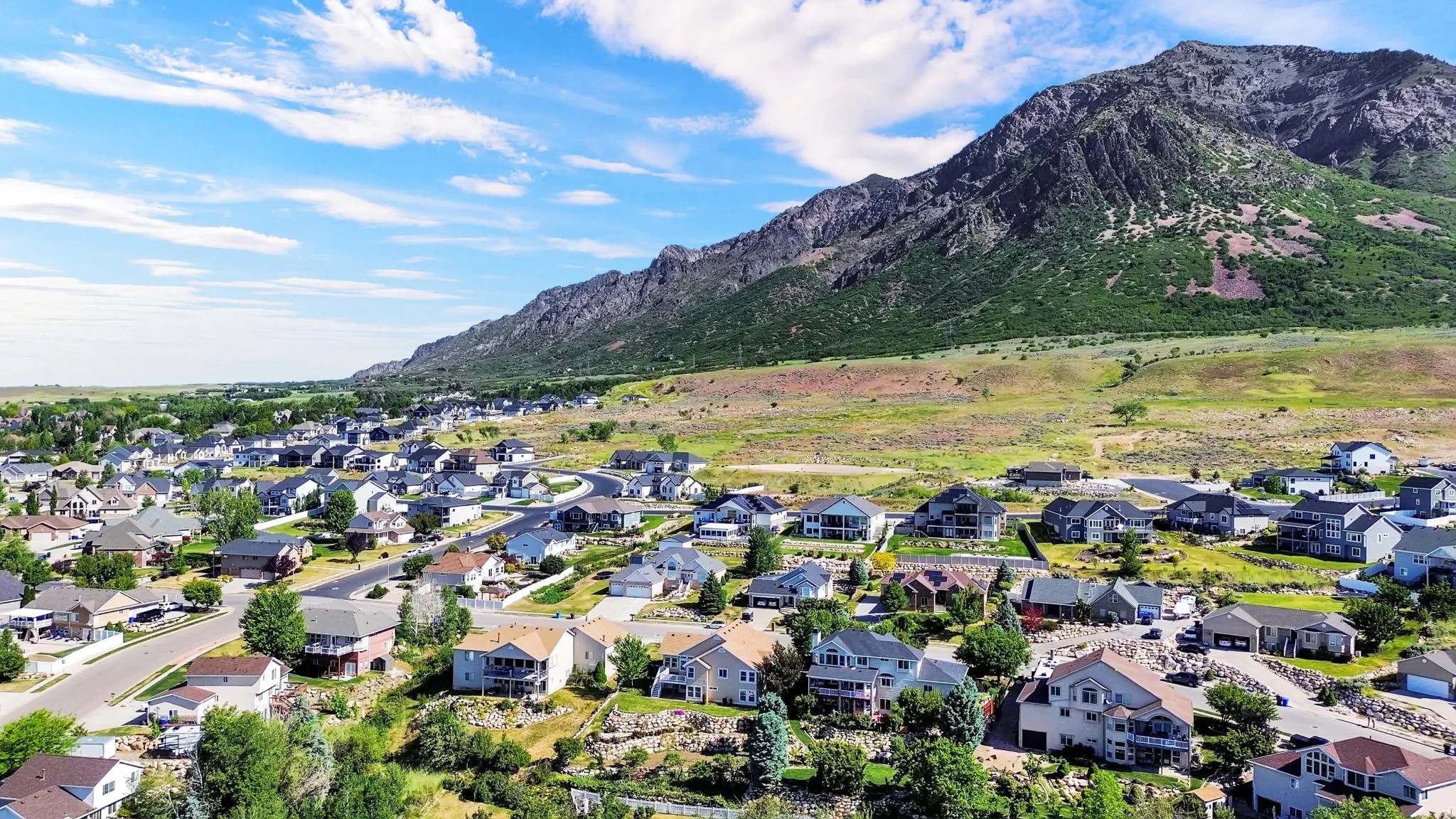 Residential community featuring a variety of home styles and established landscaping