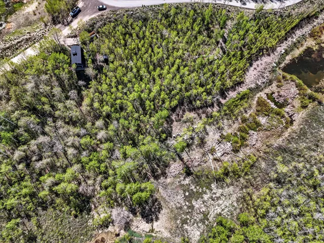 Spring time. Aerial perspective showcasing a property surrounded by extensive wooded acreage