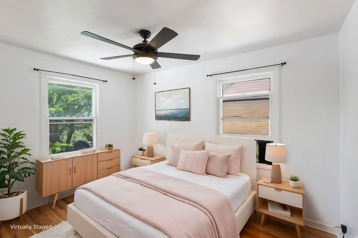 Bedroom, virtually staged