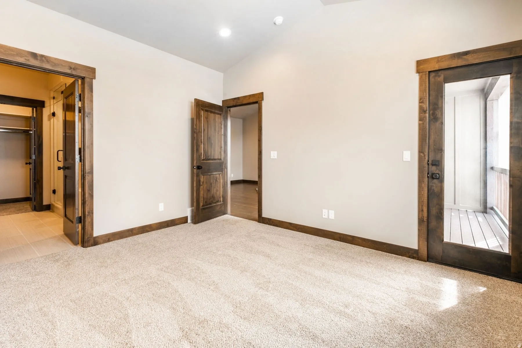 Bright room featuring neutral carpeting and light-colored walls