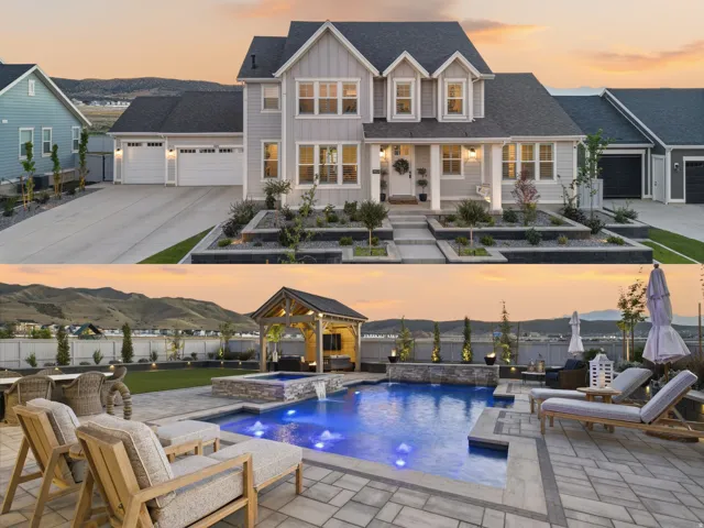 Property Exterior. Front and rear elevations of the property, including outdoor amenities