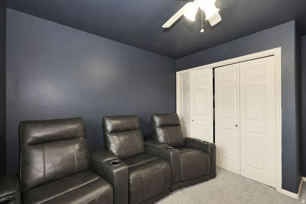 Room with dark blue walls and a matching dark blue ceiling
