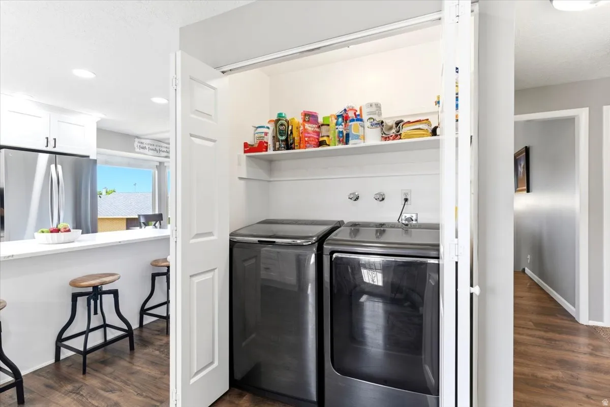 Dedicated laundry closet with shelving