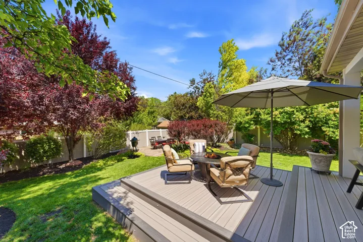 Multi-level composite deck with wide steps