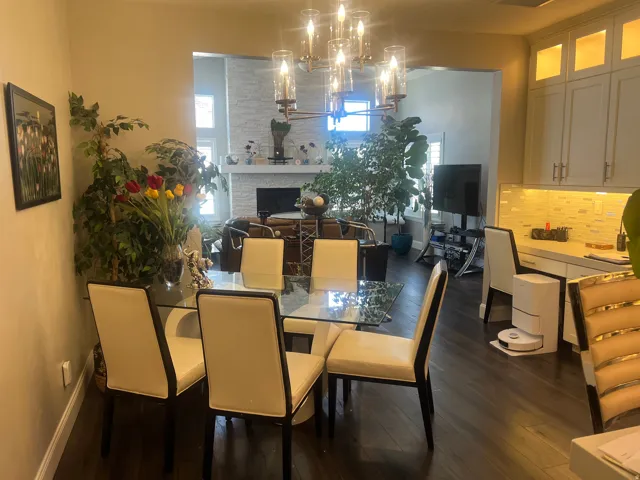 Dining room looking into the Family room. Open concept