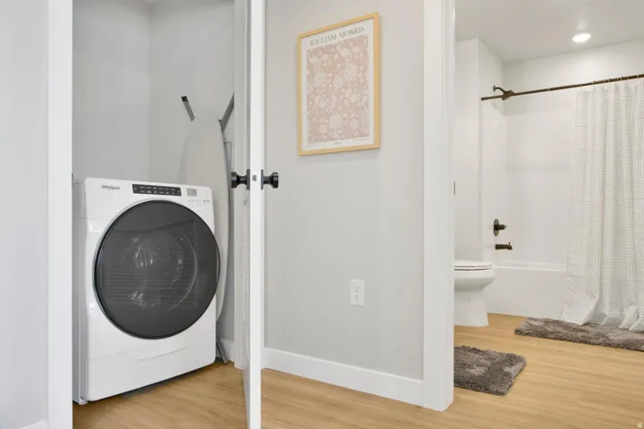 Dedicated laundry closet with a front-load washer