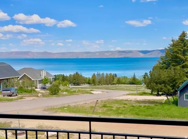 Expansive water scenery framed by distant mountains