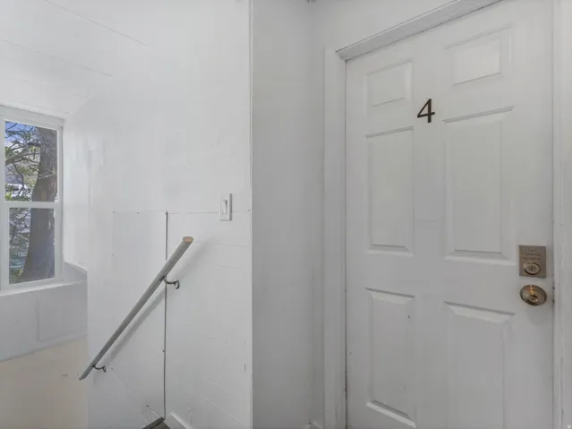 Unit 4 door with keypad entry.