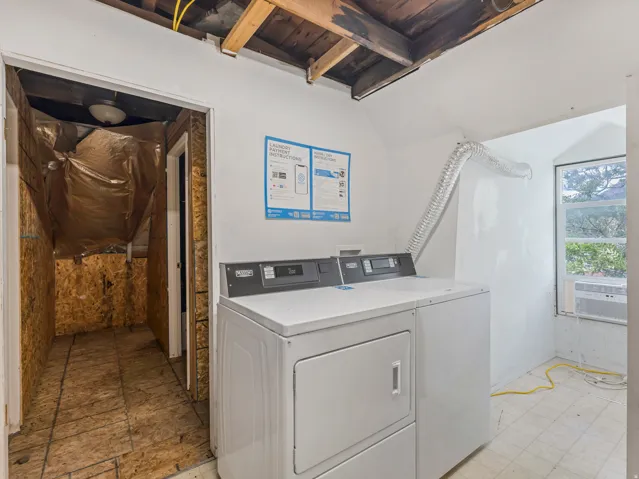 Washer/Dryer area. 4 large storage units available for rent.