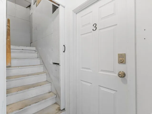Unit 3 door with keypad entry.