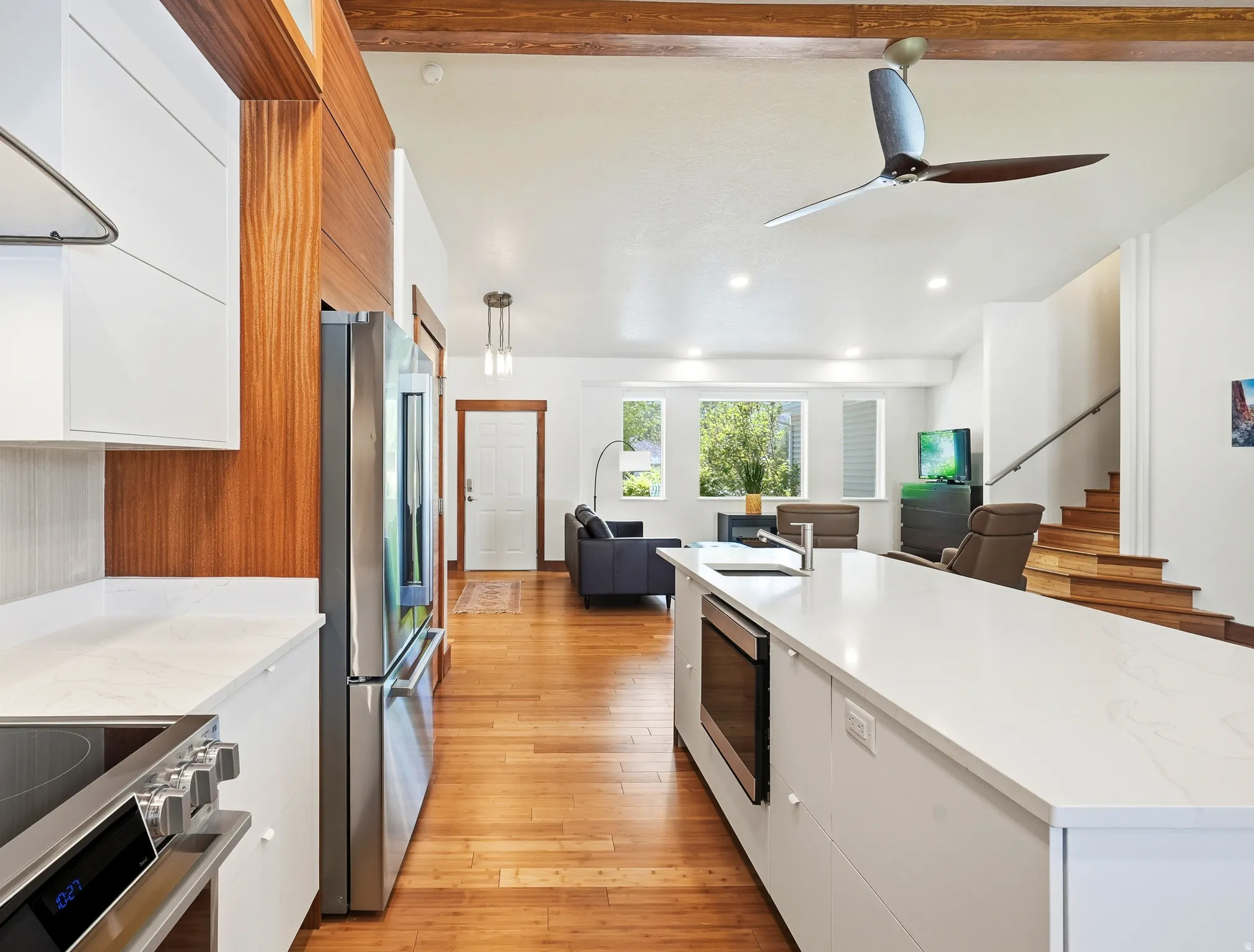 In-island microwave with convection, air fry, bakes, Alexa-enabled and wave-to-open!