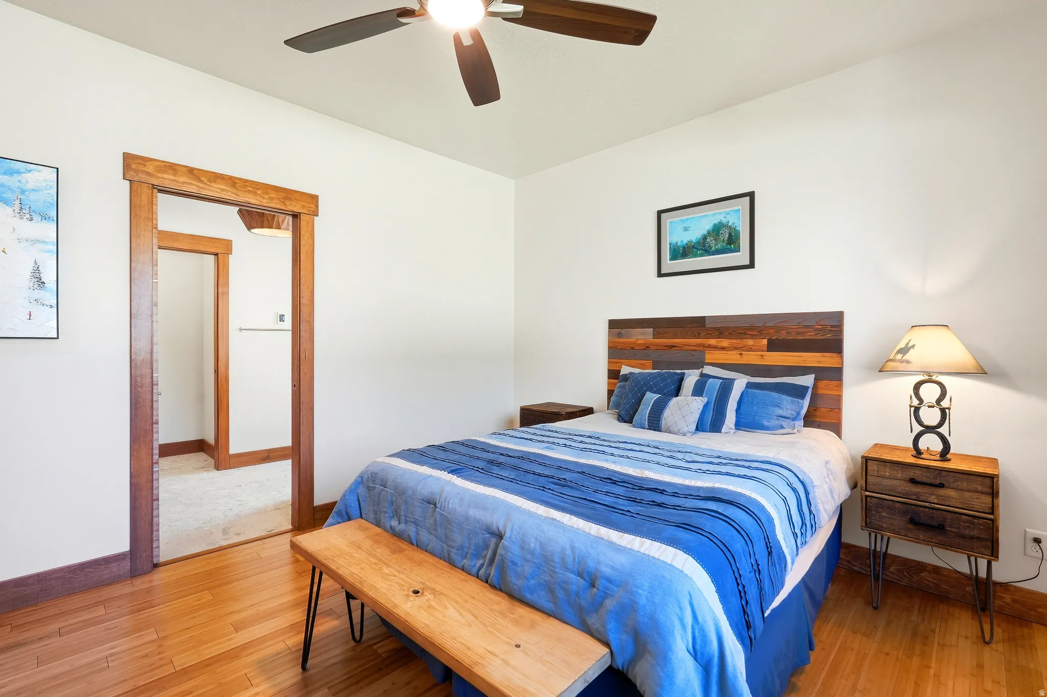 The private primary suite offers a luxurious walk-in closet and a stunning spa-inspired en suite bath.