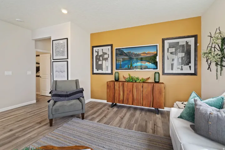 Accent wall featuring a built-in media console