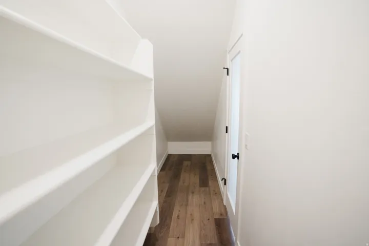 Built-in shelving unit with multiple shelves