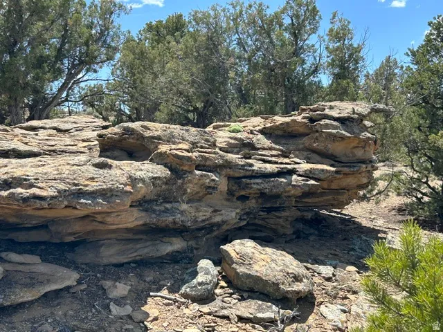 Natural rock formations with layered strata
