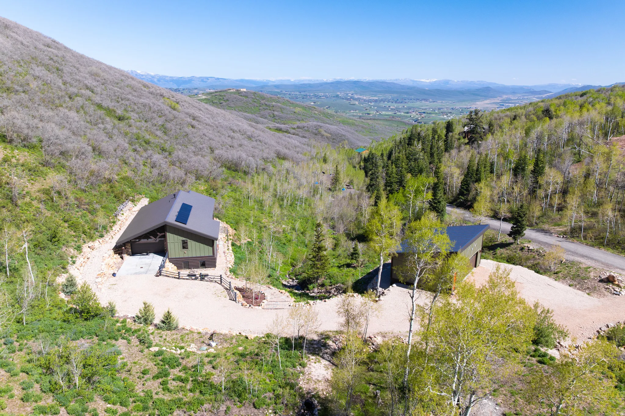 View from above of property with mountains
