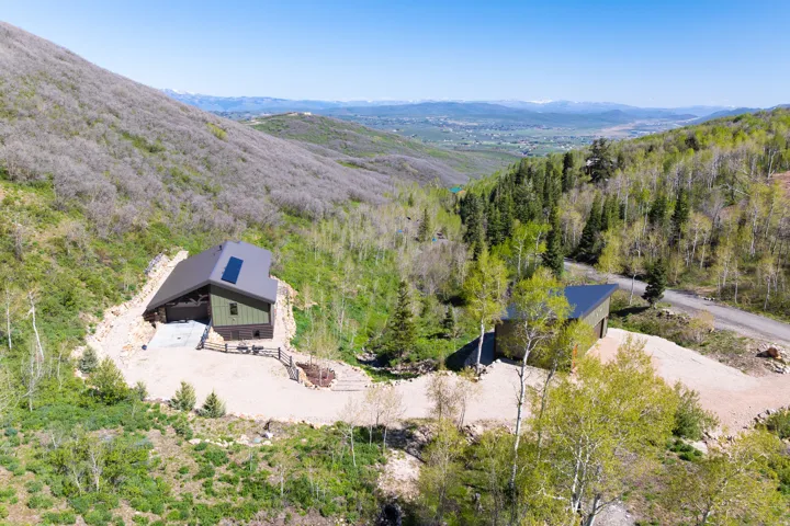 View from above of property with mountains