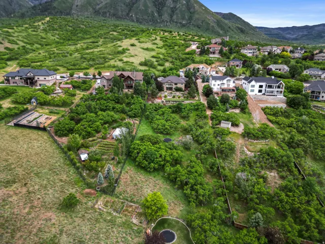 Expansive terraced lot featuring mature landscaping and a mountain backdrop