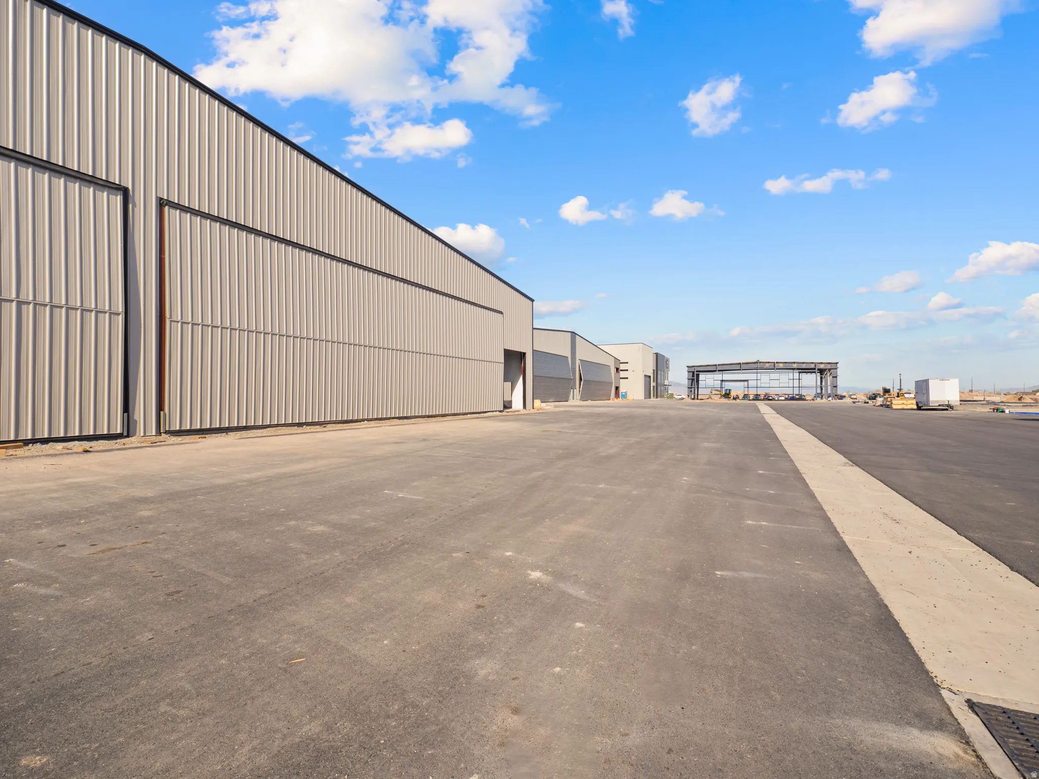 Industrial-style building with corrugated metal siding