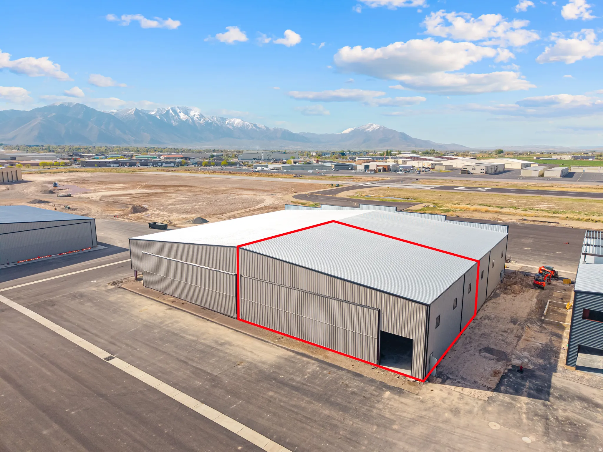 Large industrial building with corrugated metal siding