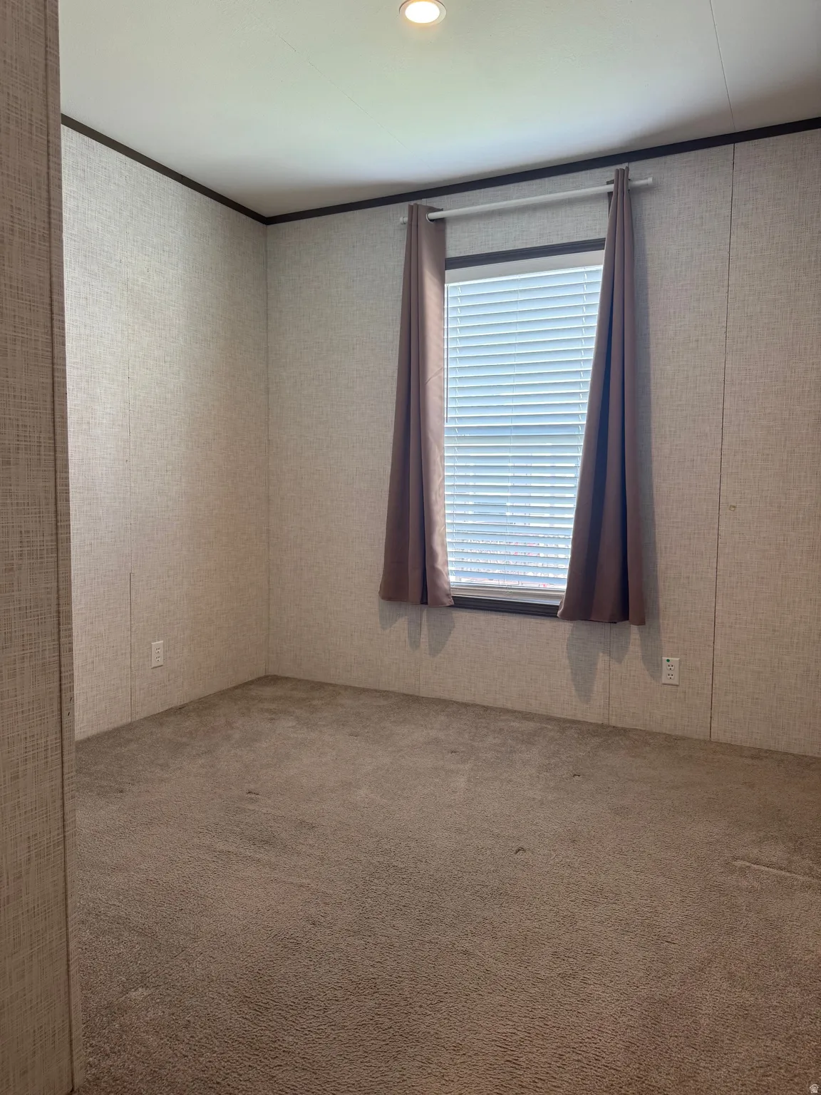 Room featuring neutral wall finishes and brown carpeting